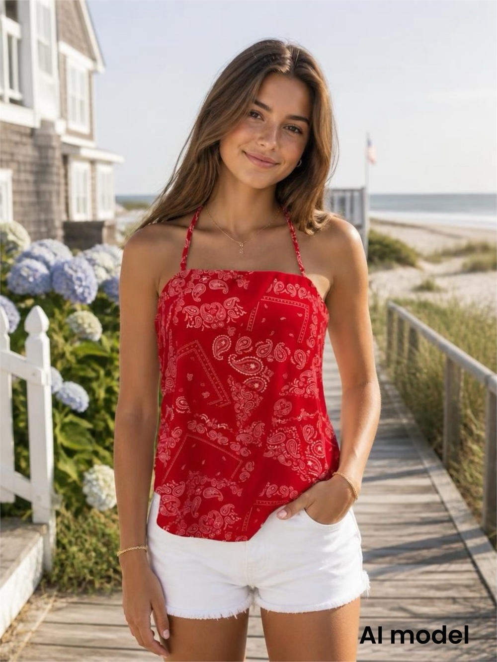 Red w/white tank top